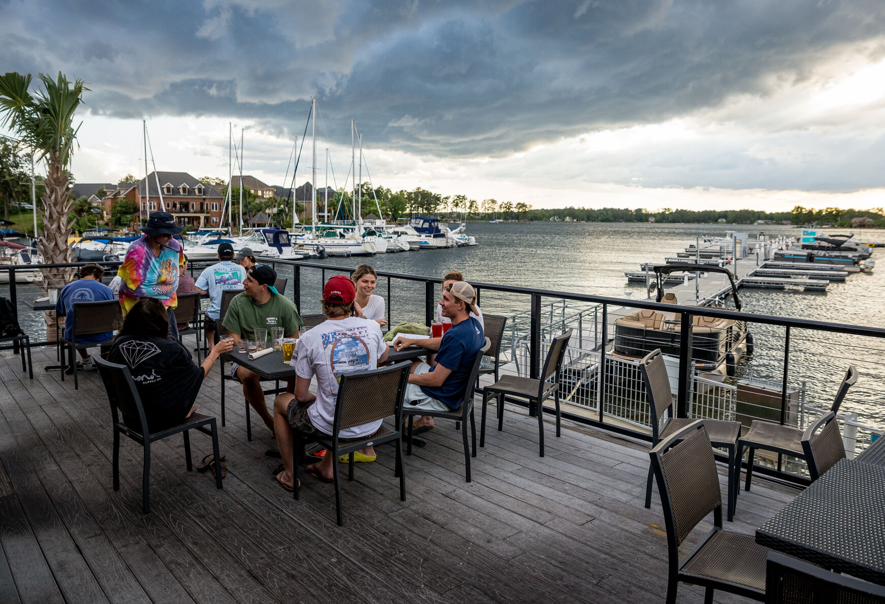 Liberty on the Lake deck overlooking marina